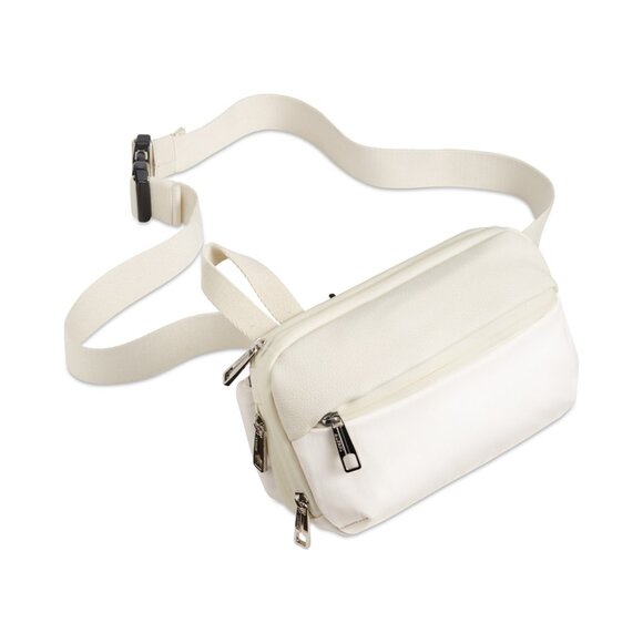 Alfani Men's Mixed-Media Crossbody Bag Tan - Picture 1 of 3